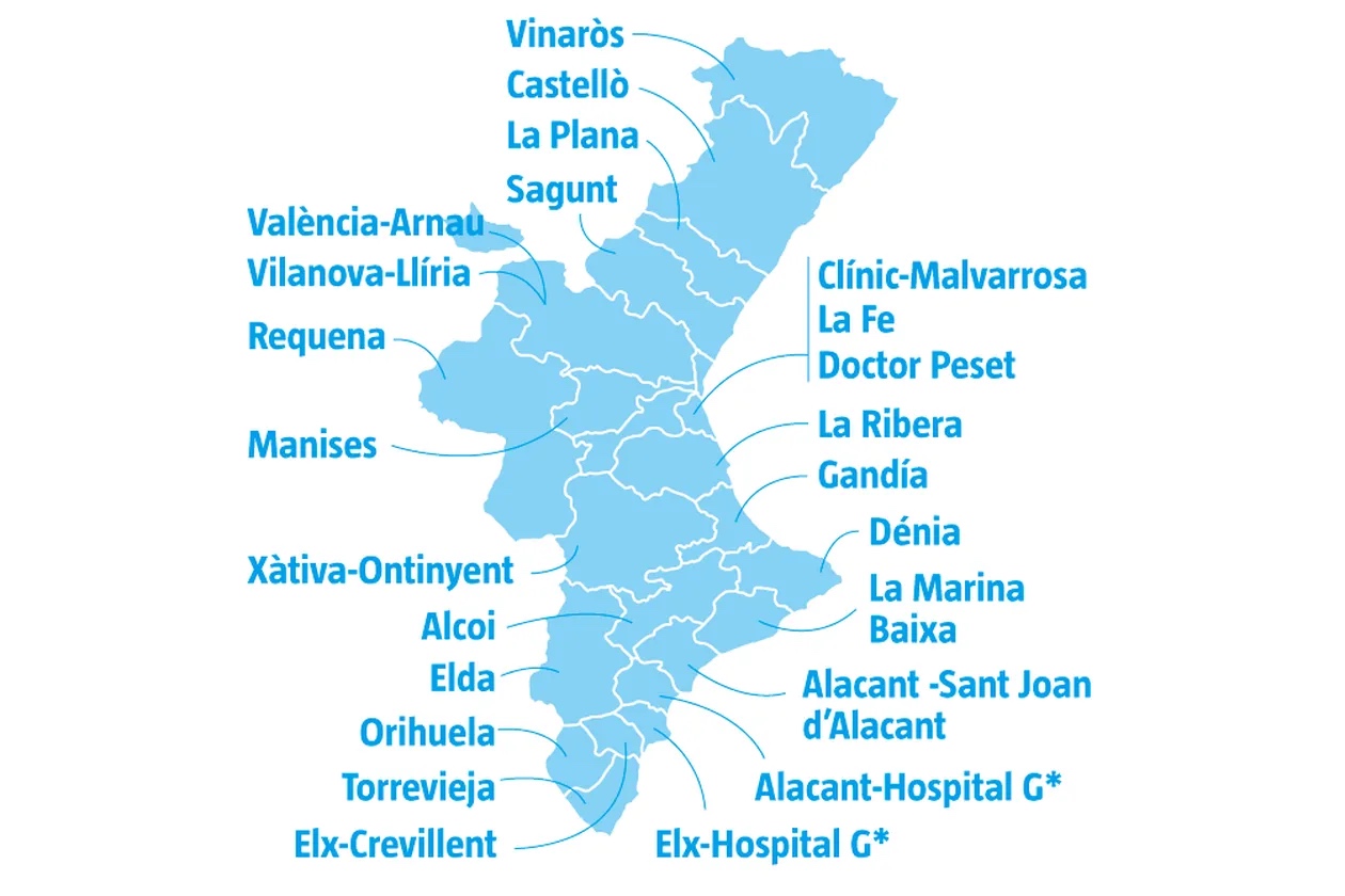 Zonas Sanitarias de la Comunidad Valenciana